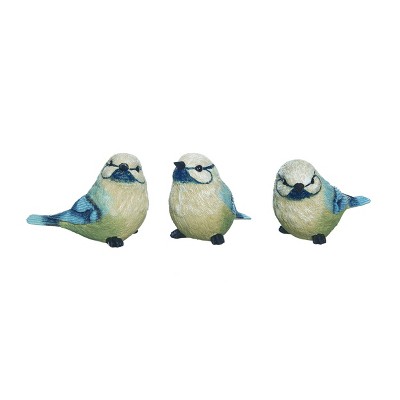 Transpac Large Resin Blue Tail Bird Set of 3 Spring Home Decorations