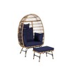 2-Piece Oversized Outdoor Rattan Wicker Egg Chair with Ottoman - 3 of 4