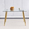 Okak Dining Table for Small Space, Contemporary Rectangle Tempered Glass Dining Table with Metal Legs for 4 People - 2 of 4