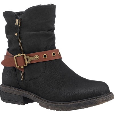 GC Shoes Codie Buckle Strap Zipper Detail Lug Sole Ankle Boots