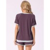 cheibear Women's Short Sleeve Sleepwear with Pockets Casual Short Pajama Sets 2 Pcs - 3 of 4