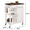 NicBex Mobile Kitchen Island Cart Multifunctional Kitchen Carts on Wheels with Storage with 1 Cabinet Door and 2 Open Shelves for Kitchen, White - 2 of 4