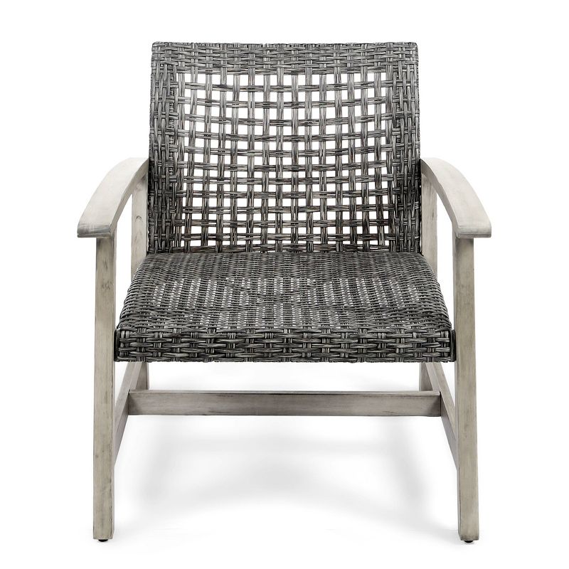 Breakwater 5pc Wood &#38; Wicker Club Chairs &#38; Fire Pit Set - Light Gray/Black/Gray -Christopher Knight Home, 4 of 17