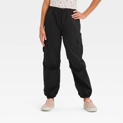 Girls Nylon Cargo Pants Art Class Black M Target