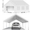 Heavy Duty Party Tent, Outdoor Event Canopy, PE & Steel Frame with Removable Sidewalls, Waterproof UV Resistant White, Wave/Straight Edge - 3 of 4