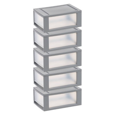 IRIS Compact Stacking Storage Plastic Drawer Organizer with Clear Doors