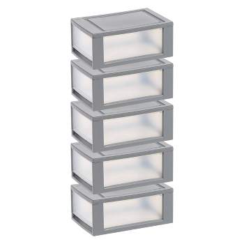 IRIS USA 2Pack 30qt Stackable Modular Plastic Storage Drawers, White
