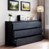 ACEPANO 47.24 in. W Modern Wooden 6-Drawer Dresser with Spacious Top & Hidden Handles for Bedroom & Living Room-Black - 3 of 4