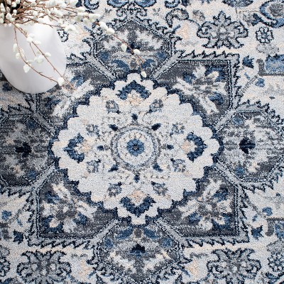 Charleston Blue and Grey 8' x 10' Synthetic Area Rug