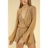 Women's Shimmering Long Sleeve Wrap Romper - Honey Punch - 3 of 4