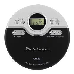 Studebaker Personal CD Player with FM Radio, 60 Second ASP and Earbuds (SB3703) - Black