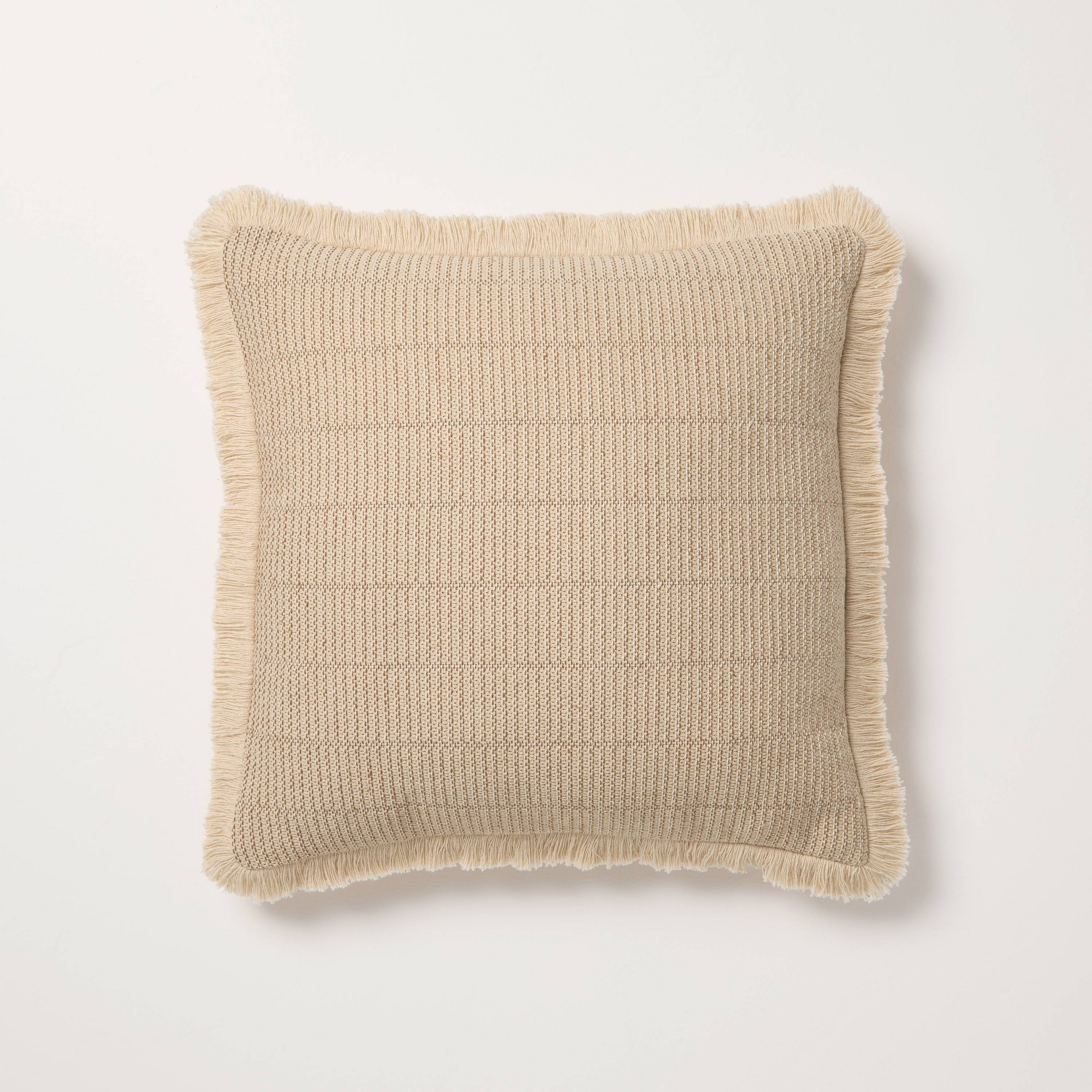 18"x18" Textured Woven Square Toss Pillow Light Natural - Hearth & Hand™ with Magnolia