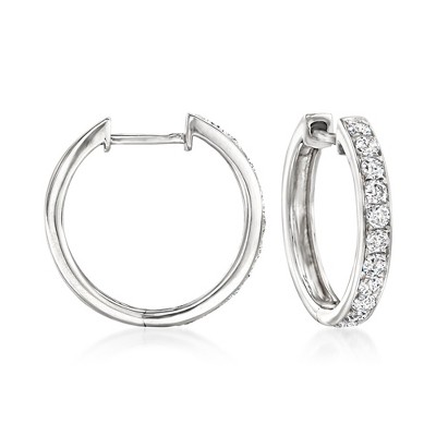 Ross-Simons 0.50 ct. t.w. Diamond Hoop Earrings in 14kt White Gold