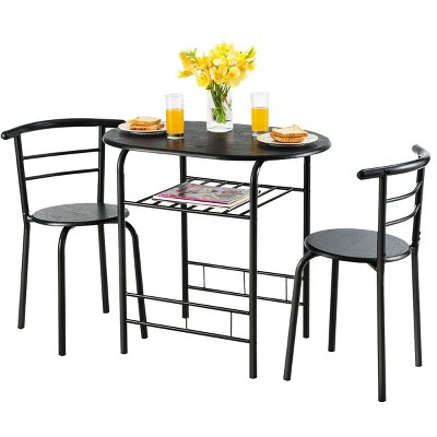 Costway 3 Pcs Dining Set 2 Chairs And Table Compact Bistro Pub Breakfast Home Kitchen Black Target