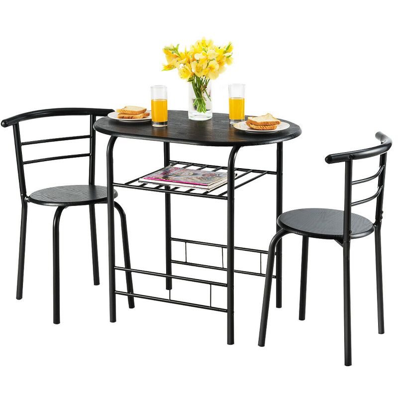 Costway 3 Pcs Dining Set 2 Chairs And Table Compact Bistro Pub Breakfast Home Kitchen, 1 of 11