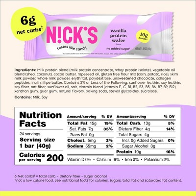 Nick's Vanilla Protein Wafer Snack Bars - 10g Protein - 7.05oz/5pk