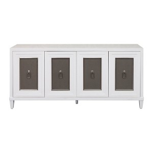Martin Furniture Modern Inlay Design Wood Console for TVs up to 80" Console White/Brown - Tate Collection - 1 of 4
