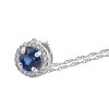 Pompeii3 1/2ct Blue Sapphire & Diamond Halo Vintage Pendant 14k White Gold & 18" - 3 of 4
