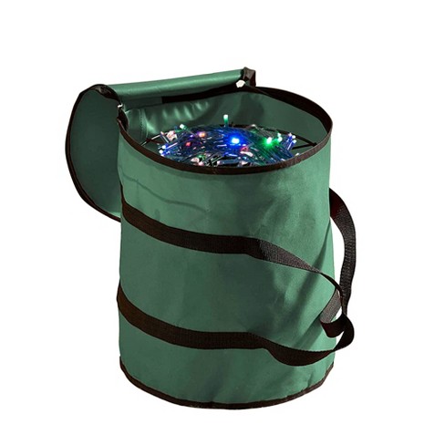 OSTO Christmas Light Reels Storage with Bag, 600D Polyester Fabric Bag,  Stitch-enforced Handles, and 3 Metal Reels. Tear Proof and Waterproof Green