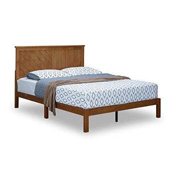 MUSEHOMEINC Solid Pinewood Unique Rustic Platform Bed with No Box Spring Needed, 2 Way Designed Headboard, and Wood Slat Support, King