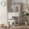 ELECWISH Vanity Tables, Vanity Desk Set with Mirror and Lights, Makeup Table with Drawer, Storage Chair, and Fold-up Panel for Small Space Bedroom - 2 of 4