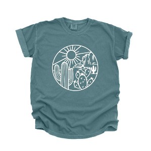 Simply Sage Market Women's Desert Circle Short Sleeve Garment Dyed Tee - 1 of 4