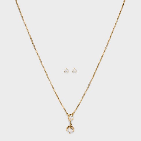 14k gold necklace and earring deals set