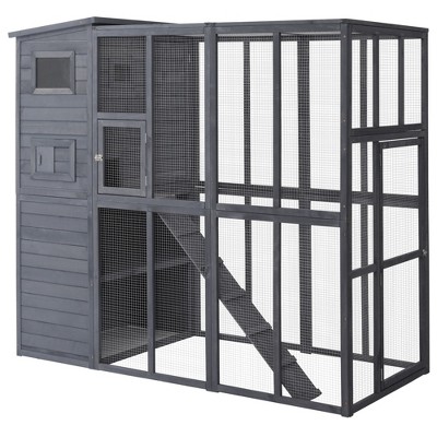 Pawhut large wooden outdoor best sale cat enclosure