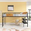 Low Loft Bed Saving Space Beds Frame, No Spring Box Needed, Stainless Steel Loft Bed With Storage Shelves Ladder Guardrail, Black 3.4Feet - 2 of 4