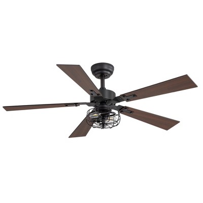 Airsurfer 48-inch Matte Black Industrial 5-Blade Ceiling Fan with Light and Remote