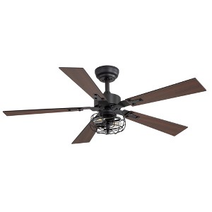 Airsurfer 48-inch Matte Black Industrial 5-Blade Ceiling Fan with Light and Remote - 1 of 4