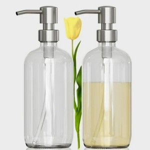 LunaLulinlk Soap Dispenser, 2 Pack Glass Soap Dispenser with Pump Stainless Steel, 17OZ Clear Soap Dispenser - 1 of 4