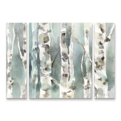Trademark Fine Art Katrina Pete Winter Birches v2 3 Piece Panel Set Art