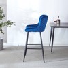Velvet Counter Height Bar Stool with Metal Legs and Curved Back, Set of 2 for Living Room - 3 of 4