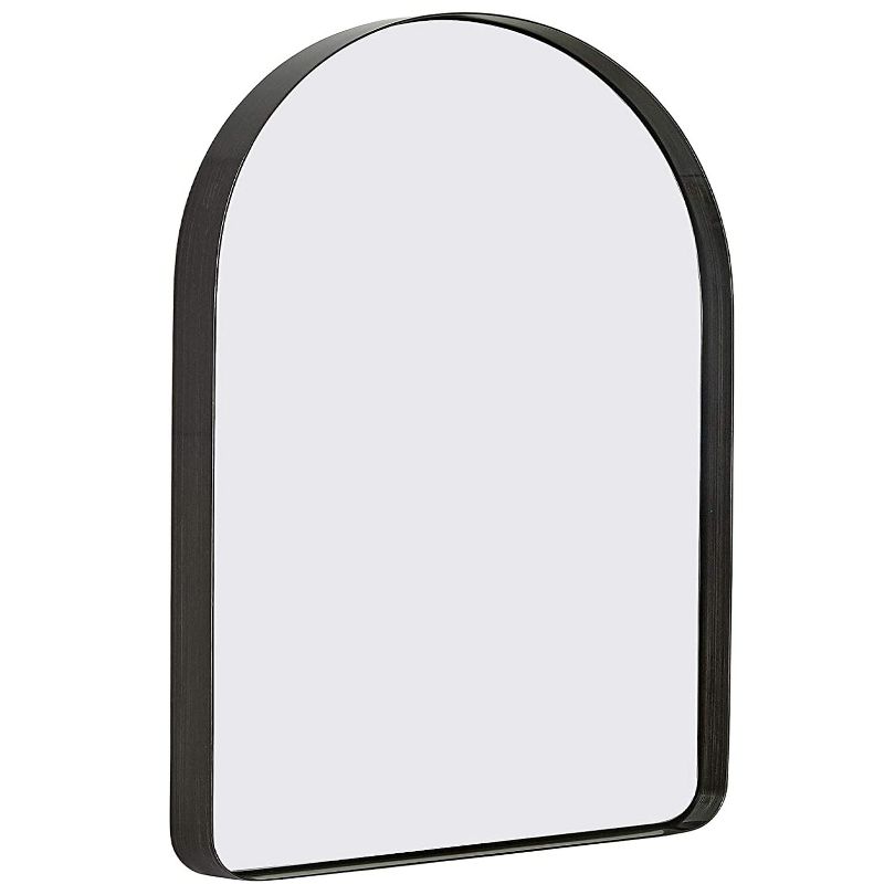Hamilton Hills 24" x 36" Arched Top Corner Mirror with Black Frame, 1 of 7