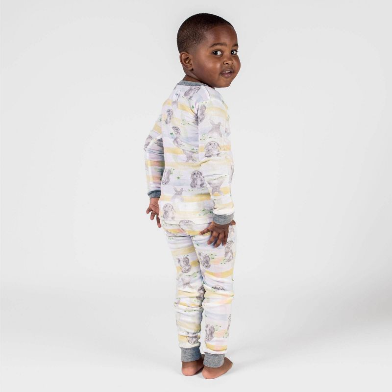 Burt&#39;s Bees Baby&#174; Baby Easter Bunny Plaid Snug Fit Pajama Set - Gray/White, 4 of 5