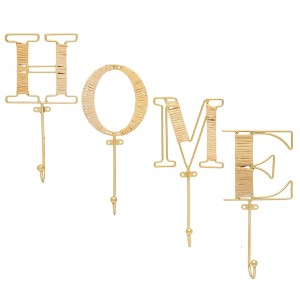 Okuna Outpost 4 Piece Wall Mount Key Holder with 4 Hooks, Rustic Rattan Home Letters for Key Storage (4 x 10 In) - 1 of 4
