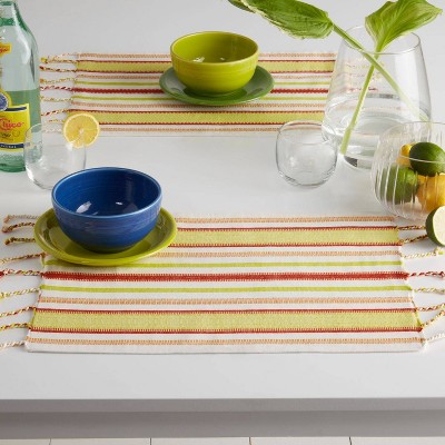 Woven Tassel Fabric Placemat 4pc Set Warm - Fiesta