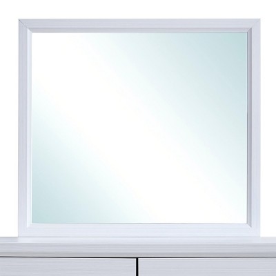 GlasFlength Decorative Wall Mirrors Contemporary Framed Mirror with Minimalist Simple Design for Bedroom or Entryway, White, 39"*2"*35"