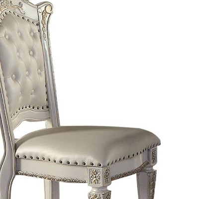 Vendome Antique Pearl Finish High Back Side Chair with Beige Upholstery
