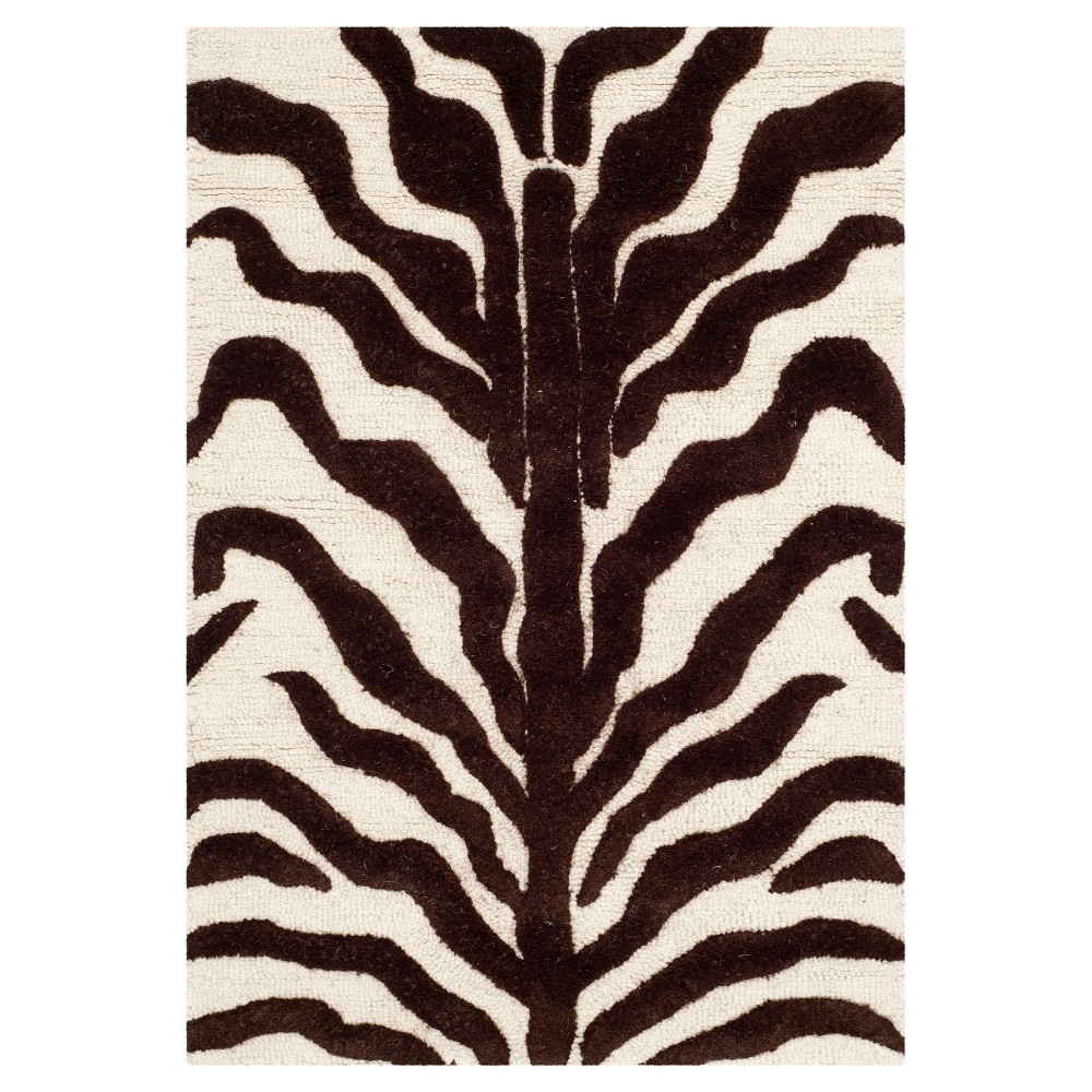 2'x3' Zebra stripe Accent Rug Ivory/Brown - Safavieh