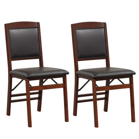 Costway 2 Pack Folding Dining Chairs Foldable Chairs with PVC Padded Seat High Backrest