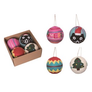 Transpac Foam 7.09 in. Multicolor Christmas Tufted Bright Ornament Set of 4 in Craft Pkg - 1 of 2