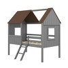 Whisen Morden Design Twin Size Low Loft Wood House Bed with Two Side Windows - 3 of 4