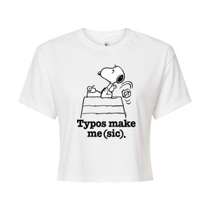 Women's - Peanuts - Snoopy Typos Make Me Sic Cropped Graphic T-Shirt - 1 of 4