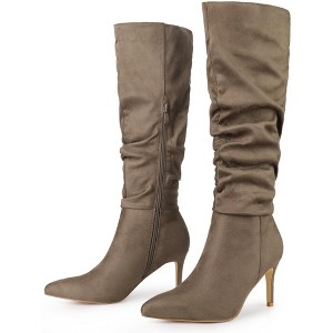 Allegra K Women's Pointed Toe Stiletto Heel Knee High Boots - 1 of 4