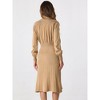 Allegra K Women's Ribbed Crew Neck Pleated Lantern Sleeve Midi Knit A-line Dress - 4 of 4