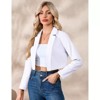 Women’s Cropped Blazer Business Casual Open Front Long Sleeve One Button Jacket - 4 of 4