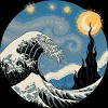 Junior's Design By Humans The Great Starry Wave By vincenttrinidad T-Shirt - 2 of 3