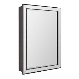 Head West 22"x30" Stylish Brushed Black Sleek Metro Beaded Medicine Cabinet with Mirror - 1 of 4